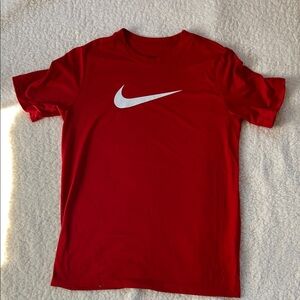 Nike Kids Red Short Sleeve T-Shirt with White Swoosh